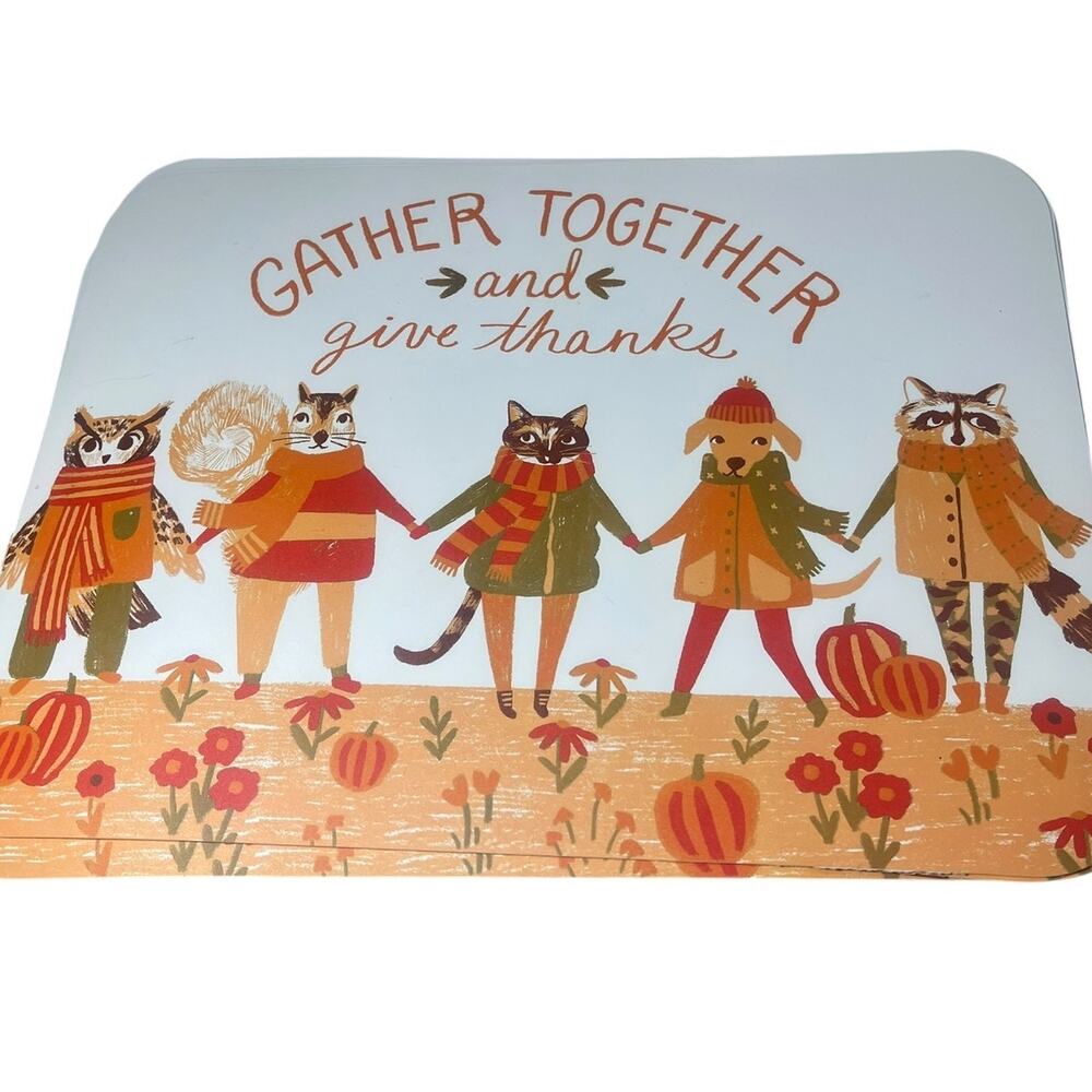 Kohl's Gather Together and Give Thanks Fall Animal Placemats 18"L x 13"T NWT